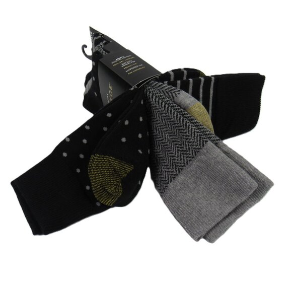 Gold Toe Men's Assorted Patterns Dress Socks 3 Pair Black & Gray Combo One Size - Picture 3 of 6